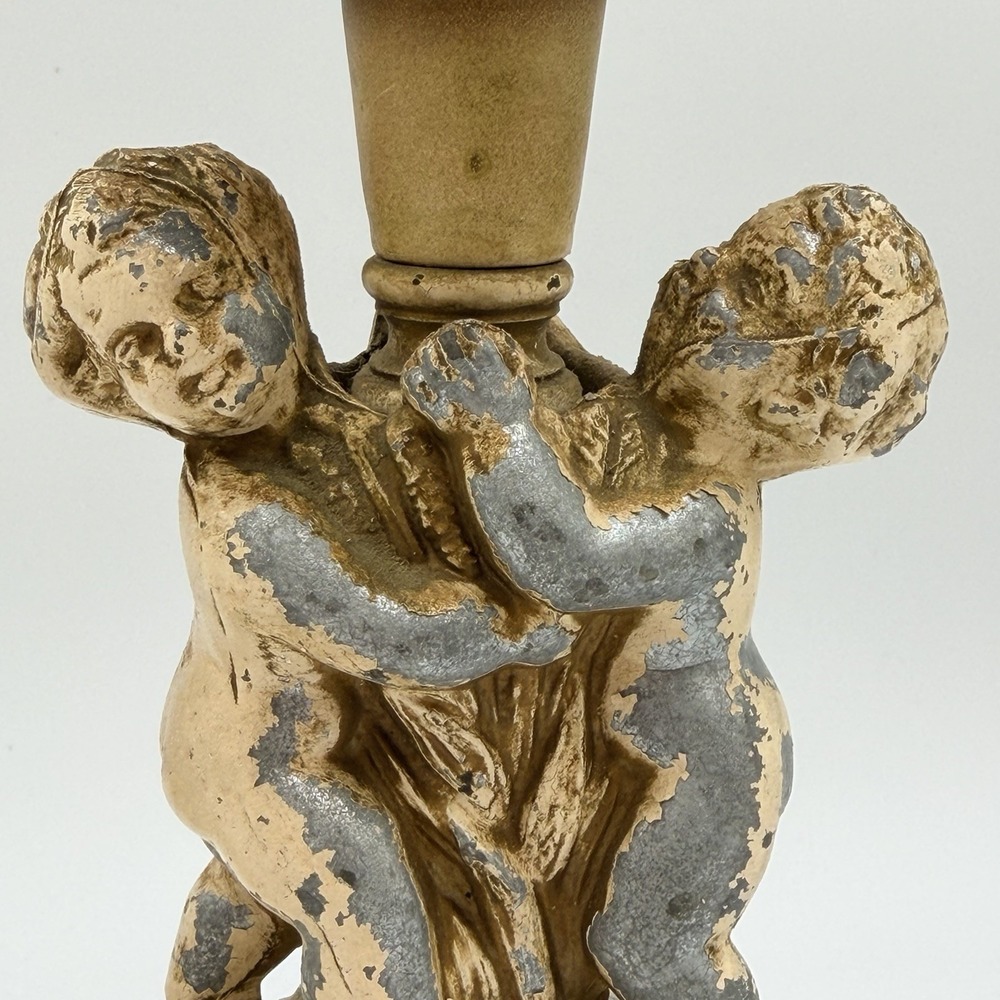 Vintage Italian Alabaster Marble Cherub Candlestick Holders Set - Made In Italy - Picture 2 of 13
